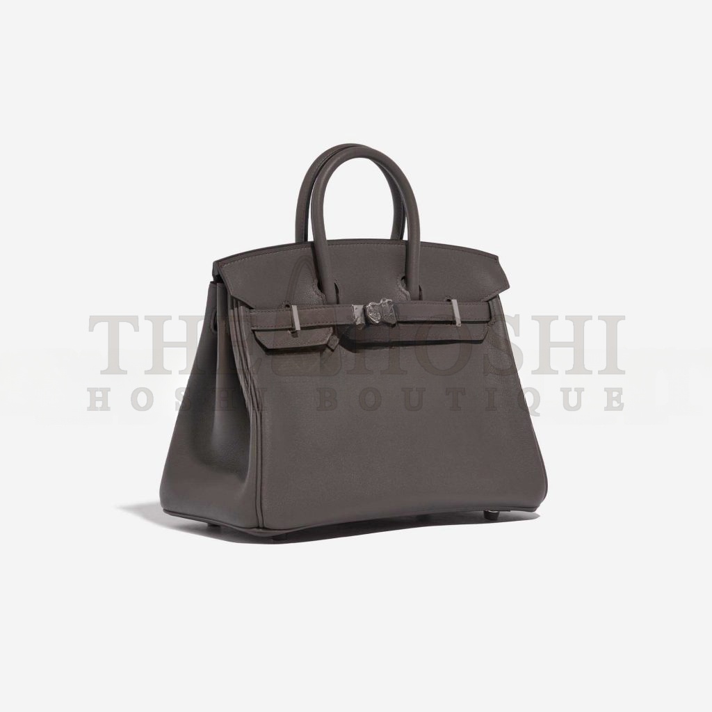 H**me5 BIRKIN 25 SWIFT LEATHER PEWTER GREY SILVER BUCKLE BAG H049362CK10 (25*20*13cm) Master Quality